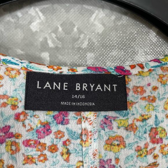 Lane Bryant Women's Plus Size Pink Floral Peasant Top - Size 14/16 - Boho Chic - Picture 5 of 7